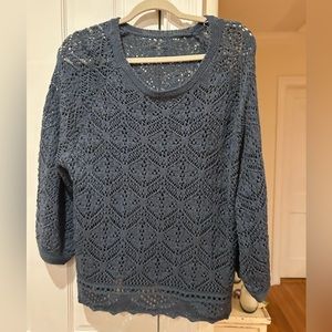 Open Stitch Sweater. NWOT. SIZE M. Blue/Gray